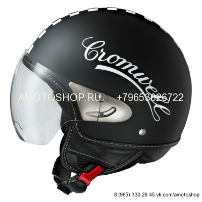 Шлем (открытый со стеклом) Cromwell Damier черный матовый