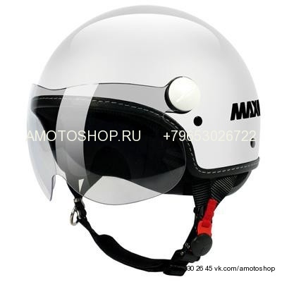 Шлем (открытый со стеклом) Max P-Max белый глянцевый