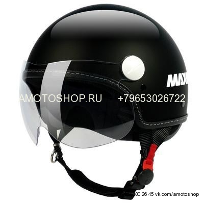 Шлем (открытый со стеклом) Max P-Max черный глянцевый