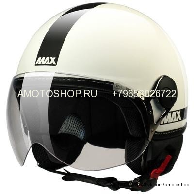 Шлем (открытый со стеклом) Max Power белый глянцевый