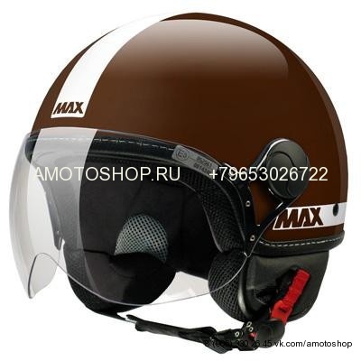 Шлем (открытый со стеклом) Max Power коричневый глянцевый