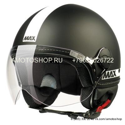 Шлем (открытый со стеклом) Max Power черный матовый