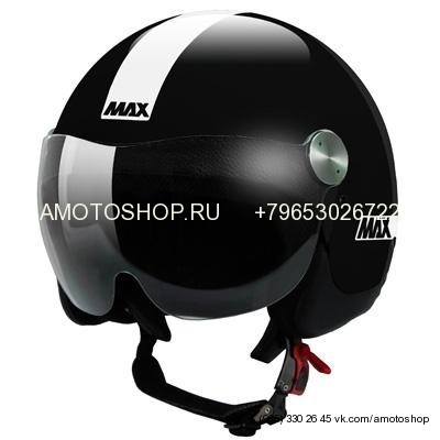 Шлем (открытый со стеклом) Max Roadie черный глянцевый