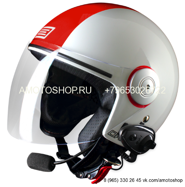 Шлем (открытый со стеклом) Origine Pronto Arena белый/красный/зеленый глянцевый