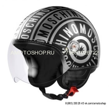 Шлем (открытый со стеклом) Moschino Logo черн./белый матовый