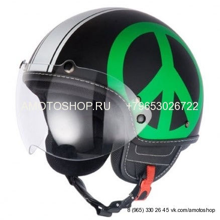 Шлем (открытый со стеклом) Moschino Peace & Love черн./зеленый глянцевый