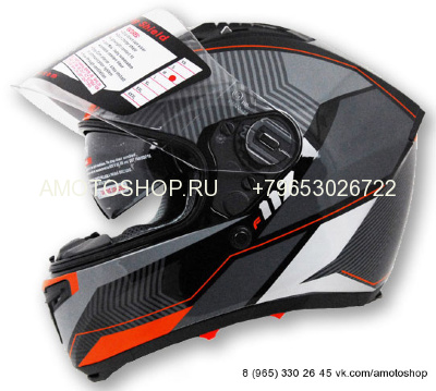 Шлем (интеграл)  HD169 Neon оранжевый глянцевый